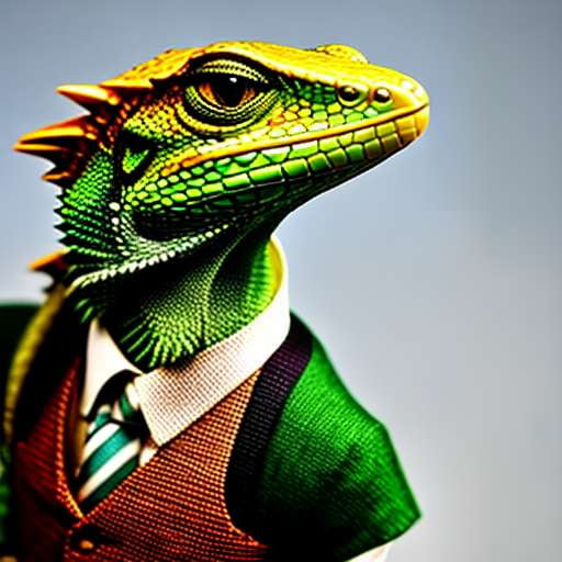 Lizard in a Vest and Tie Midjourney Prompt - Customizable Image Creation - Socialdraft