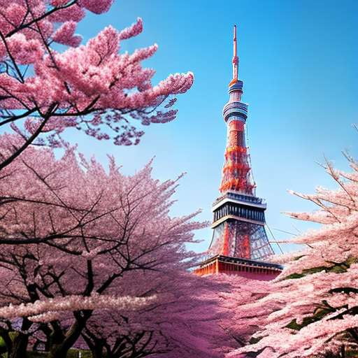 Cherry Blossom Tokyo Tower Midjourney Prompt - Socialdraft