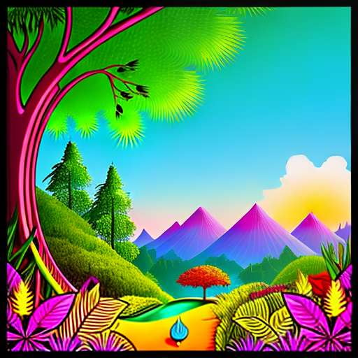 Neon Nature Cartoon Art Midjourney Prompt - Create Custom Cartoon Art - Socialdraft