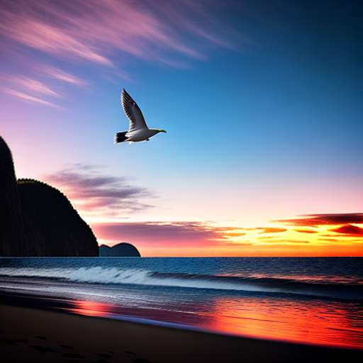 Seagull Sunset Midjourney Prompt - Create Your Own Beach Artistic Masterpiece Today! - Socialdraft