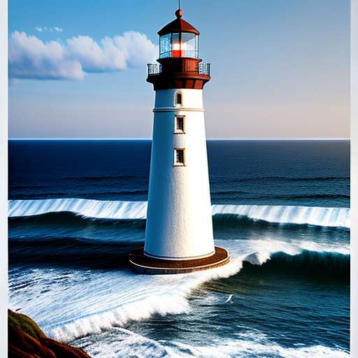 "Guiding Light" Lighthouse Embroidery Midjourney Prompt - Customizable Text-to-Image Creation - Socialdraft