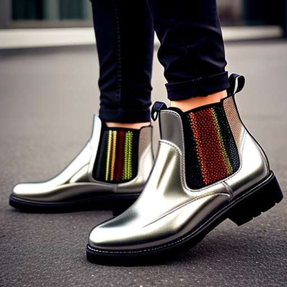 Metallic Chelsea Boots with Chunky Chains Midjourney Prompt - Socialdraft