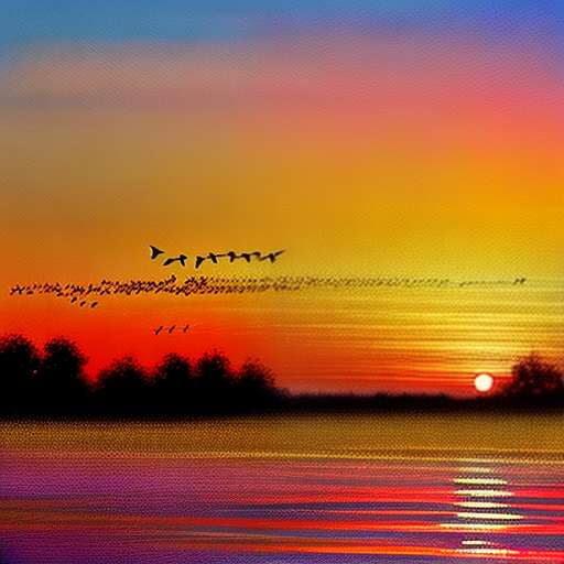 Charming Birds Flock at Sunset Midjourney Prompt - Customizable Text-to-Image Model - Socialdraft
