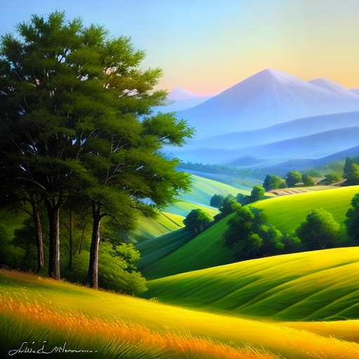"Rolling Hills Landscape" Midjourney Prompt - Customizable Text-to-Image Creation - Socialdraft