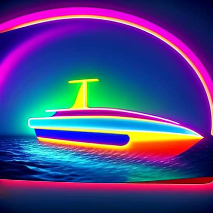 "Neon Boat Adventure" Midjourney Prompt: Create Your Own Cartoon Art - Socialdraft