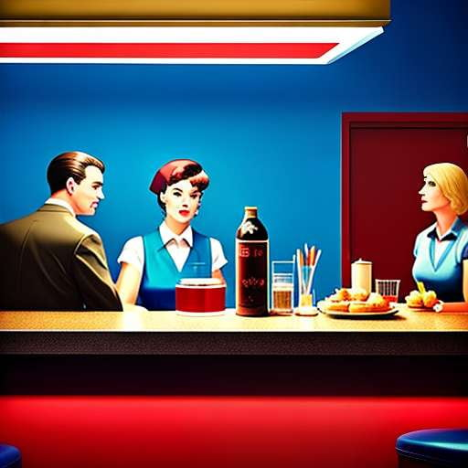 Midjourney Diner Counter Illustration Prompt - Create Your Own Retro 50's Style Diner Scene - Socialdraft