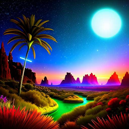 Alien Oasis Midjourney Prompt with Multiple Moons: Create Your Own Extraterrestrial Landscape - Socialdraft