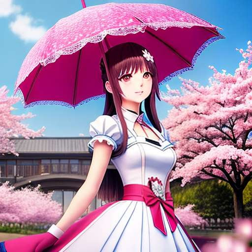 Anime Maid in Cherry Blossom - Midjourney Image Prompt - Socialdraft