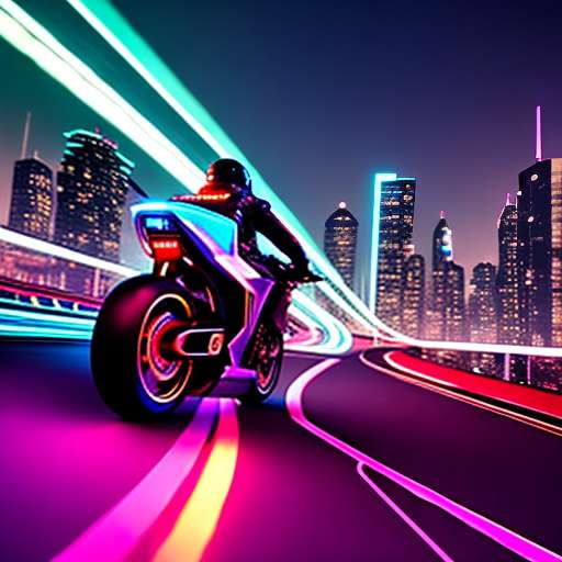 Holographic Motorcycle Rider: Customizable Midjourney Prompt - Socialdraft