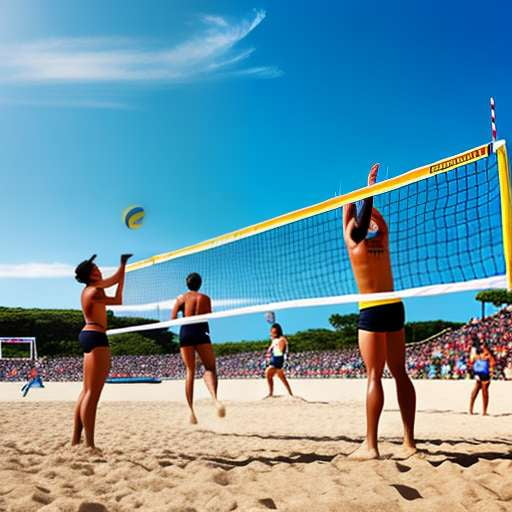 Beach Volleyball Midjourney Prompt - Customizable Volleyball Scene Generator - Socialdraft