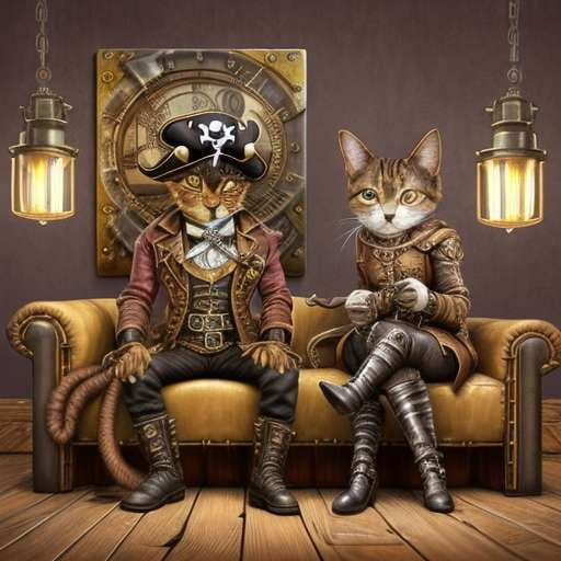 Midjourney Prompts: Steampunk Pirate Cats - Create Your Own Illustrated Adventure! - Socialdraft