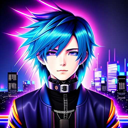 Anime Midjourney Prompt: Create Your Own Blue-Haired Boy Character - Socialdraft