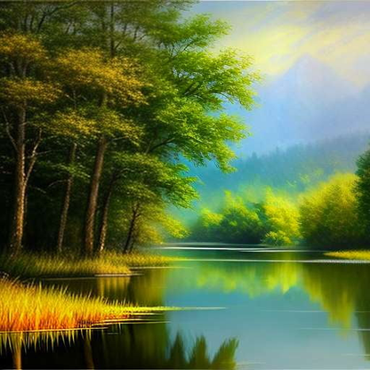 River Landscape Midjourney Image Generator - Create Your Own Stunning Scene! - Socialdraft