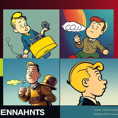 9 Invites de dessins animés Tintin et Hergé pour Midjourney
