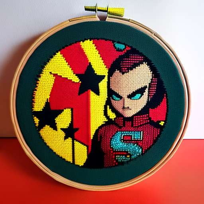 "Embroidered Comic Book Wall Art Midjourney Prompt - Create Your Own Unique Masterpiece" - Socialdraft