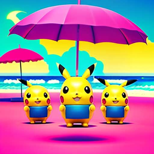 Pikachu Beach Party Chibi Midjourney Prompt - Customizable Summer Fun Creation - Socialdraft