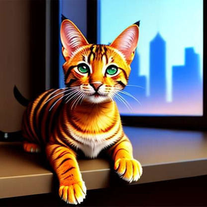 Toyger Cat Midjourney Window Gazing Prompt - Socialdraft