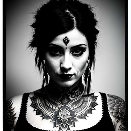 Black and White Tattooed Beauty Midjourney Prompt - Socialdraft
