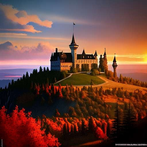 Castle on a Hill Midjourney Prompt - Create your own majestic castle scene - Socialdraft