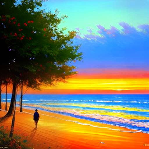 Coastline Sunset Midjourney Prompt - Customizable Ocean Art - Socialdraft