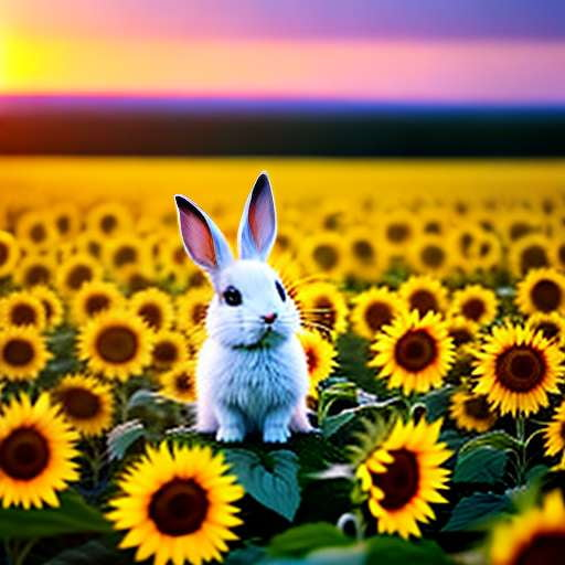 Bunny and Sunflower Sunset Midjourney Prompt - Socialdraft