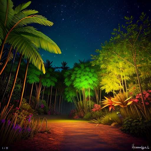 "Imaginary Jungle Night Sky" Midjourney Prompt - Unique Custom Illustrations - Socialdraft