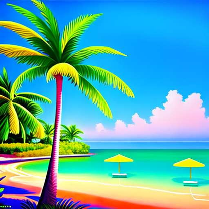 Palm Tree Island Midjourney Art: Customizable Tropical Scenery Image Prompt - Socialdraft