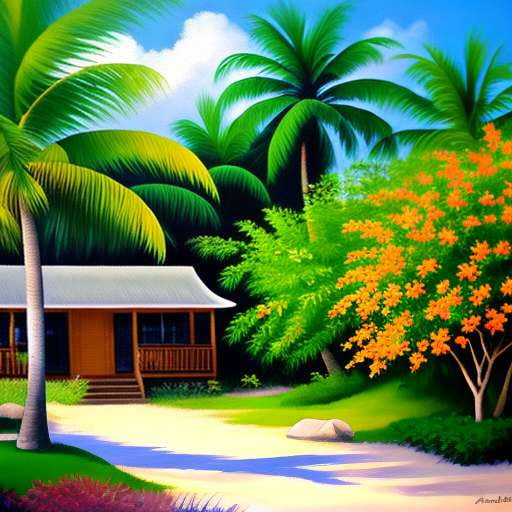 Beach Bungalow Palm Trees Midjourney Prompt - Create your own Tropical Paradise! - Socialdraft