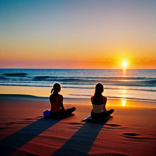 Beach Bonfire Yoga for Two - Customizable Midjourney Image Prompt - Socialdraft