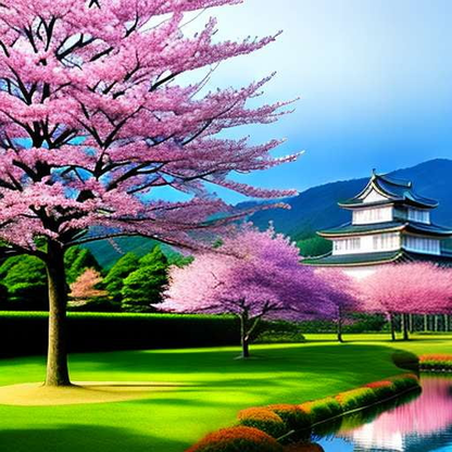 Cherry Blossom Japanese Castle Midjourney Prompt - Customizable Art Inspiration - Socialdraft