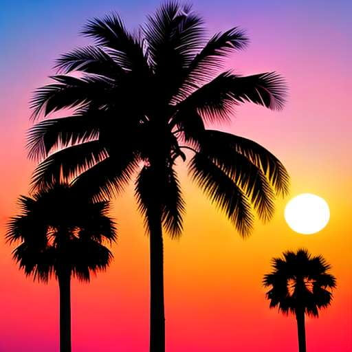 Palm Tree Silhouette Sticker - Midjourney Image Generator - Socialdraft