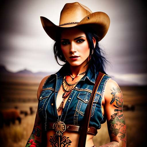 Tattooed Cowgirl Midjourney: Customizable Text-to-Image Prompt - Socialdraft
