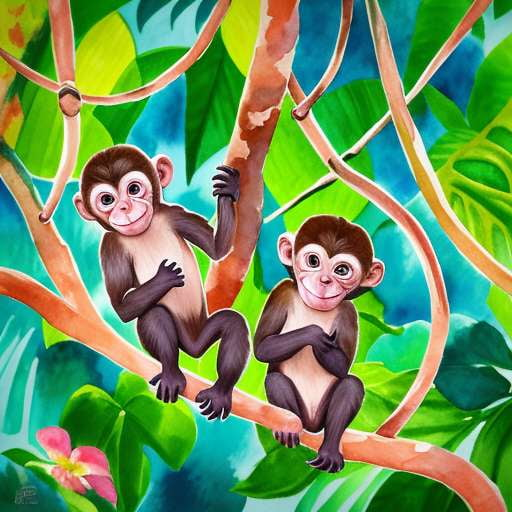 Midjourney Customizable Prompts for Creating Cute Little Monkey Illustrations - Socialdraft