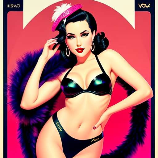 Pin-Up Girl with Feather Boa Midjourney Creation - Socialdraft