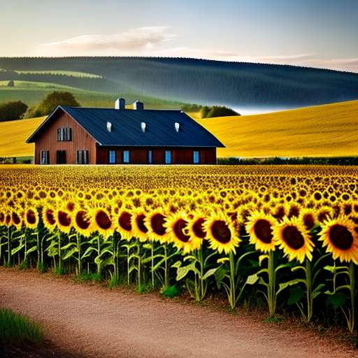 Farmhouse Sunflower Midjourney Prompt - Unique Custom Image Creation - Socialdraft