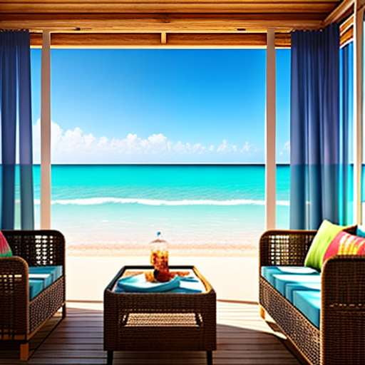 Beachy Cabana Living Room Midjourney Prompt - Customizable Interior Design Inspiration - Socialdraft