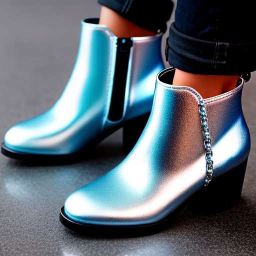 "Metallic Blue Booties with Chunky Chains" Midjourney Prompt - Socialdraft