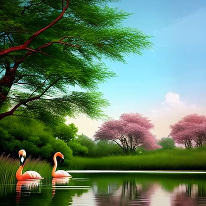 Flamingo Sanctuary Midjourney Image Prompt for Custom Art Creation - Socialdraft