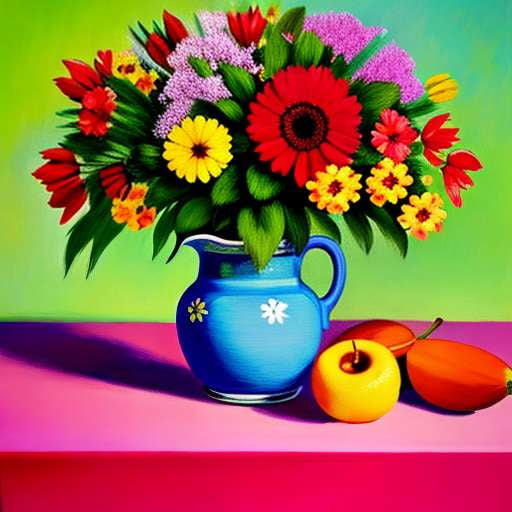 Summer Still Life Midjourney Prompt - Vibrant Flowers and Fruits - Socialdraft