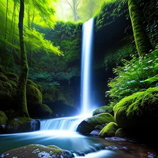 Illuminated Waterfall Midjourney Prompt: Create Your Own Mesmerizing Scene - Socialdraft