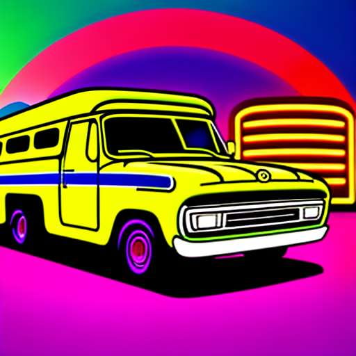 Truckin' Neon: Custom Midjourney Cartoon Art Prompt - Socialdraft