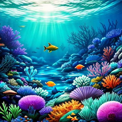"Underwater Garden" Midjourney Prompt: Create your own Stunning Ocean Oasis - Socialdraft