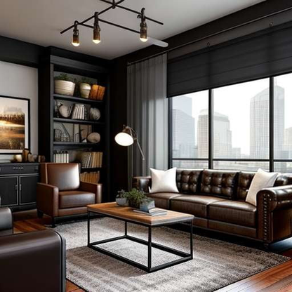 Industrial Living Room Midjourney Prompt - Customizable Interior Design Inspiration - Socialdraft