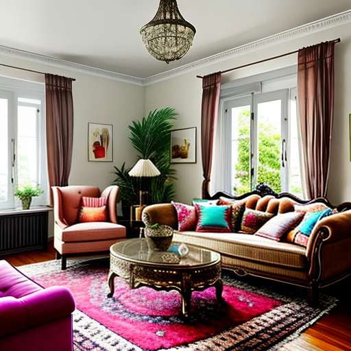Boho French Living Room - Midjourney Prompt with Customizable Options - Socialdraft