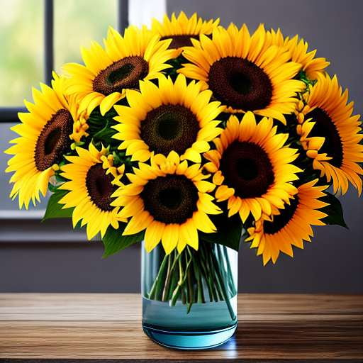 Sunflowers in a Vase - Customizable Midjourney Prompt for Beautiful Flower Art - Socialdraft