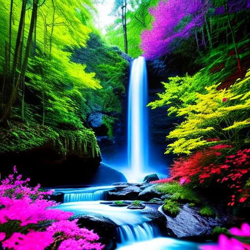 Vibrant Waterfall Midjourney Creation - Customizable Image Prompt - Socialdraft