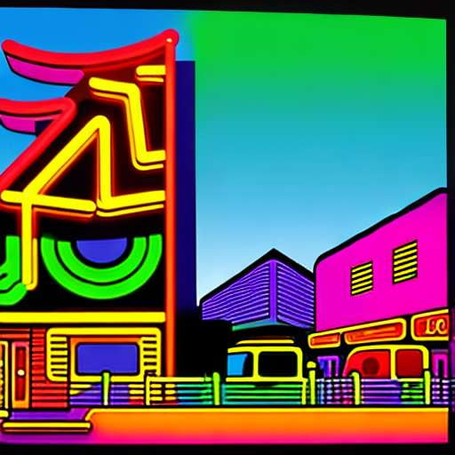 Midjourney Cartoon Scene Neon Art Prompt - Customizable and Unique Image Generation for Your Creative Projects - Socialdraft