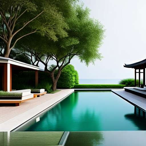 Asian Zen Poolside Oasis Midjourney Prompt - Socialdraft