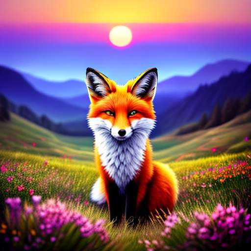 Fox Mandala Midjourney Prompt in Sunset Countryside - Socialdraft