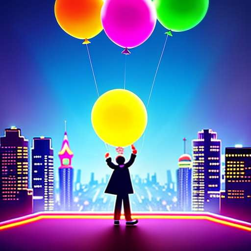 "Neon Balloon Cartoon Art" Midjourney Prompt - Customizable Text-to-Image Model - Socialdraft